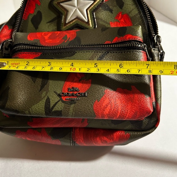 Smaller Coach Backpack in Army Green with Red Flowers - Picture 8 of 11